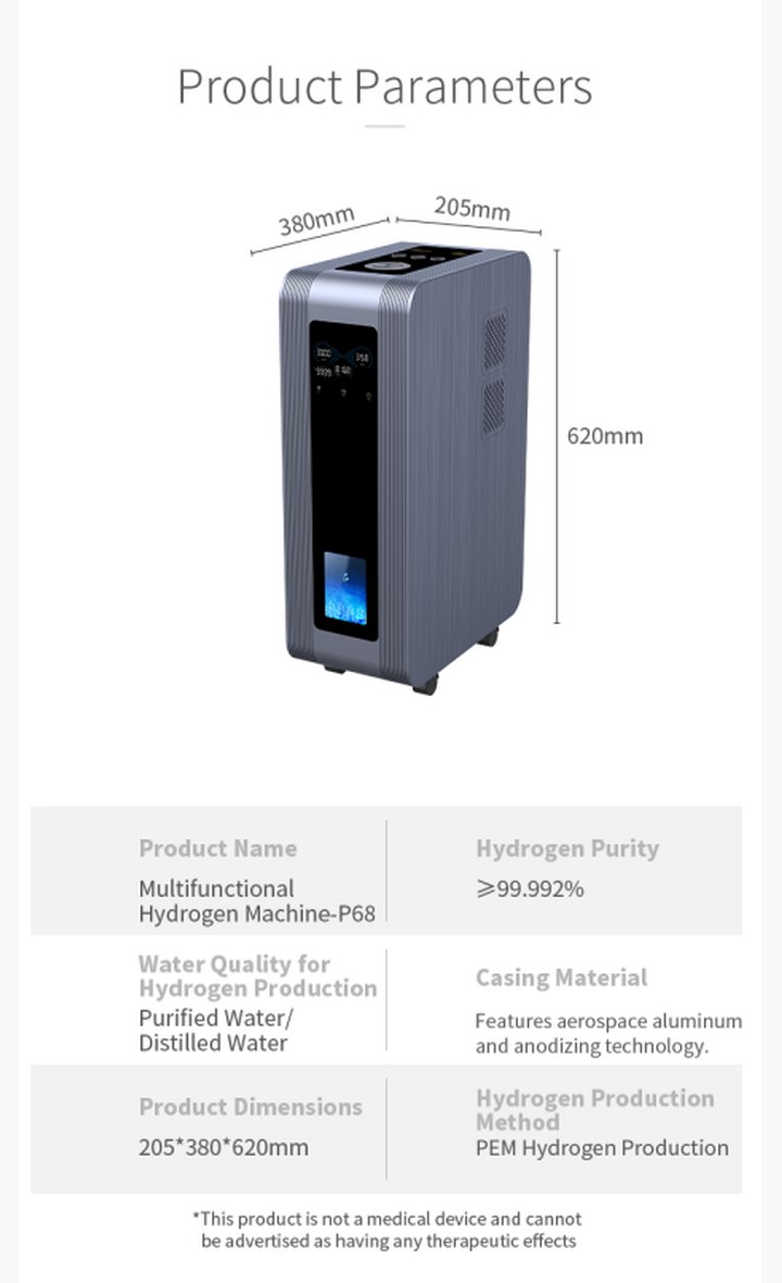 P68 Vertical Hydrogen-Oxygen Generator 10 P68 specifications